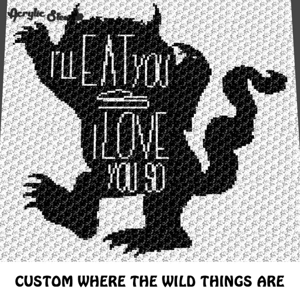 Custom Where the Wild Things Are Alpha Art crochet graphgan blanket pattern; c2c, cross stitch graph; pdf download; instant download