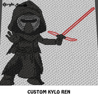 Custom Kylo Ren Star Wars Villain Character crochet graphgan cushion pattern; c2c, cross stitch graph; instant download