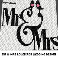 Mr and Mrs Lovebirds Wedding Anniversary Engagement crochet graphgan blanket pattern; graphgan pattern, c2c; single crochet; cross stitch; graph; pdf download; instant download