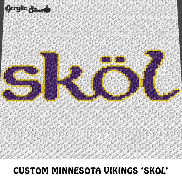 Custom SKOL Minnesota Vikings Fight Song Typography crochet graphgan blanket pattern; c2c, cross stitch graph; pdf download; instant download