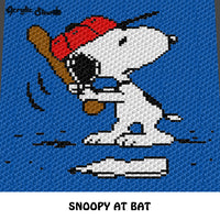Snoopy Playing Baseball Peanuts Beagle Cartoon Character crochet graphgan blanket pattern; c2c, cross stitch graph; pdf download; instant download