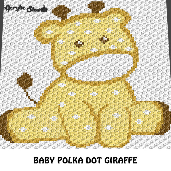 Baby Polka Dot Giraffe crochet graphgan blanket pattern; c2c, cross stitch graph; pdf download; instant download