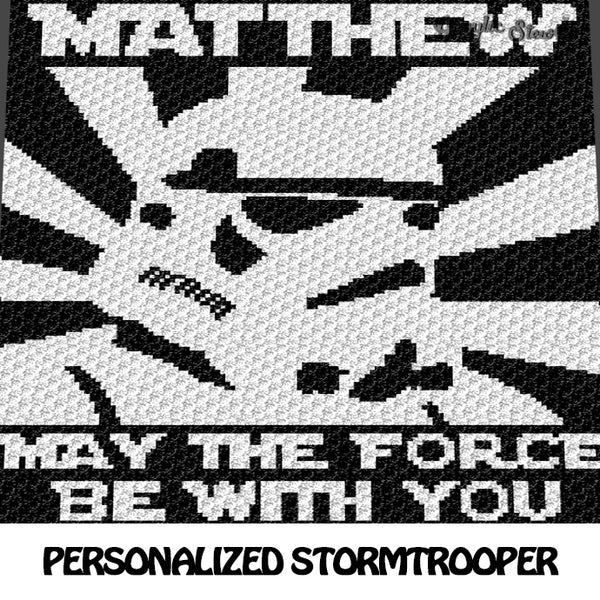 Custom Stormtrooper with Personalized Star Wars Name and Text crochet blanket pattern; c2c, cross stitch graph; instant download