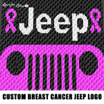 Custom Jeep Logo With Breast Cancer Ribbons Charity Donation Topless For TaTas crochet graphgan blanket pattern; c2c; single crochet; cross stitch; graph; pdf download; instant download