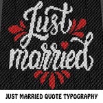 Just Married crochet blanket pattern; c2c, cross stitch graph; instant download