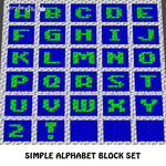 Block Letters Simple Beginner A to Z Alphabet Set crochet graphgan blanket pattern; c2c, cross stitch graph; instant download