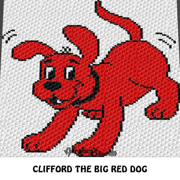 Custom Order Clifford the Big Red Dog crochet blanket pattern; c2c, cross stitch graph; pdf download; instant download