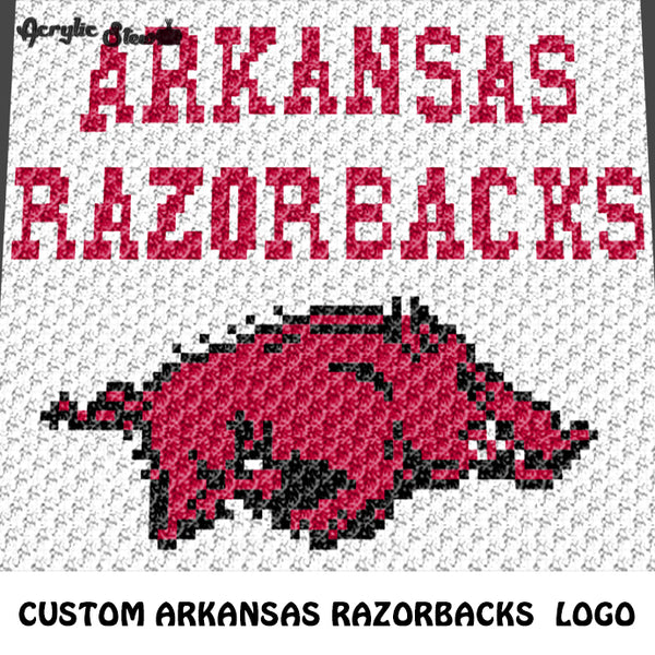 Custom Arkansas Razorbacks Logo crochet graphgan blanket pattern; c2c, cross stitch graph; pdf download; instant download