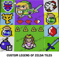 Custom Legend of Zelda Characters and Icons Video Game crochet graphgan blanket pattern; c2c, cross stitch graph; pdf download; instant download