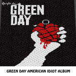 Green Day Alternative Rock N' Roll American Idiot Album Cover C2C crochet blanket pattern; afghan; graphgan pattern, cross stitch graph; pdf download; instant download