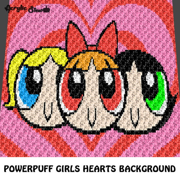 Power Puff Girls Heart inspired crochet blanket. I made the pattern myself  so I don't have a PDF yet. : r/crochet