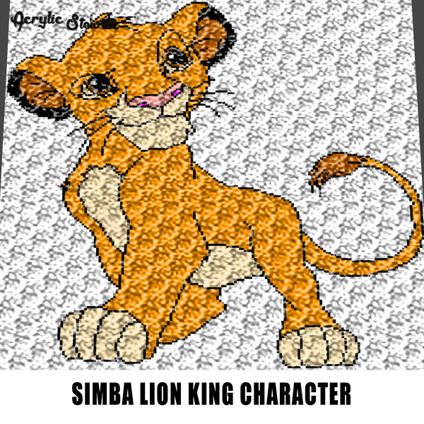 Teen Simba Disney Lion King Movie Cartoon Character crochet graphgan blanket pattern; c2c; single crochet; cross stitch; graph; pdf download; instant download