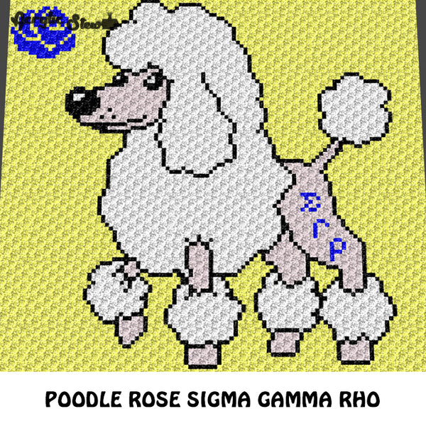 Custom Sigma Gamma Rho Poodle with Royal Blue Rose crochet graphgan blanket pattern; c2c, cross stitch graph; instant download