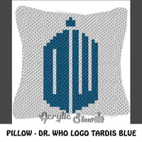 Doctor Who DW Logo crochet pillow pattern; C2C pillow pattern, crochet pillow case; pdf download; instant download