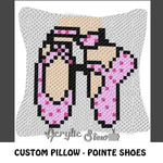 Custom Point Ballet Shoes 2 Sided crochet pillow pattern; C2C pillow pattern, crochet pillow case; pdf download; instant download