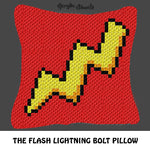 The Flash Superhero Lightning Bolt Logo crochet graphgan pillow pattern; C2C pillow pattern, crochet pillow case; pdf download; instant download
