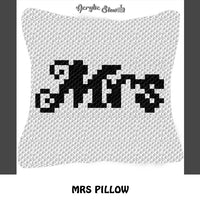 Custom Mrs Script Font Wedding crochet graphgan pillow pattern; C2C pillow pattern, crochet pillow case; pdf download; instant download