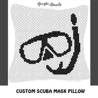 Custom Scuba Diver Diving Mask Art crochet pillow pattern; C2C pillow pattern, crochet pillow case; pdf download; instant download