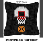 Basketball and Basketball Hoop crochet pillow pattern; C2C pillow pattern, crochet pillow case; pdf download; instant download