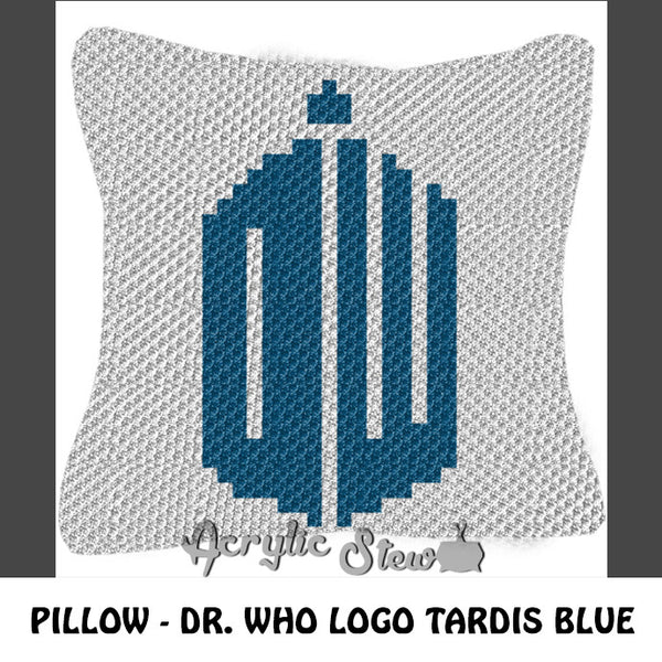 Doctor Who DW Logo crochet pillow pattern; C2C pillow pattern, crochet pillow case; pdf download; instant download