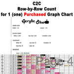 C2C Row-by-Row Counts for 1 (one) Purchased Graph Chart crochet blanket pattern; graphgan pattern, pdf