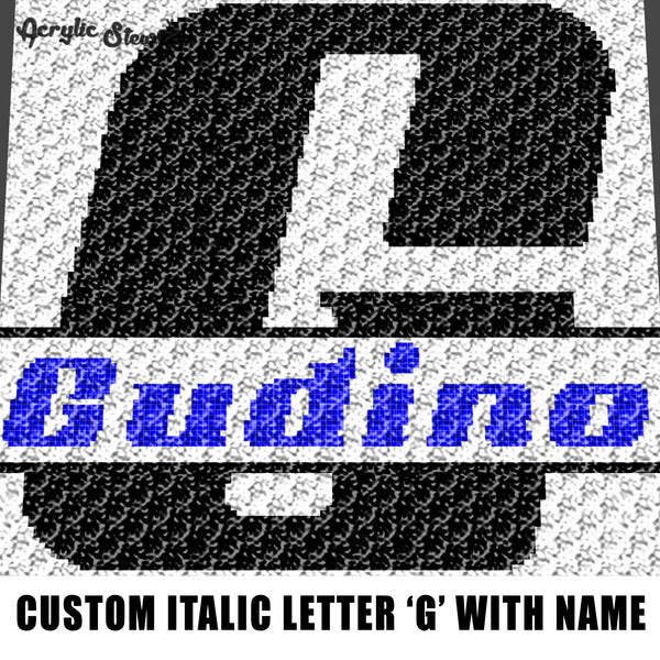Custom Personalized Letter 'G' and Custom Name for Boy crochet graphgan blanket pattern; graphgan pattern, c2c, single crochet; cross stitch; graph; pdf