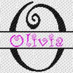 Custom Personalized Fancy Curly Font Letter 'O' and Custom Name For Girls crochet graphgan blanket pattern; graphgan pattern, c2c, single crochet; cross stitch; graph; pdf