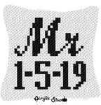 Custom Mr Script Font with Wedding Date crochet graphgan pillow pattern; C2C pillow pattern, crochet pillow case; pdf download; instant download