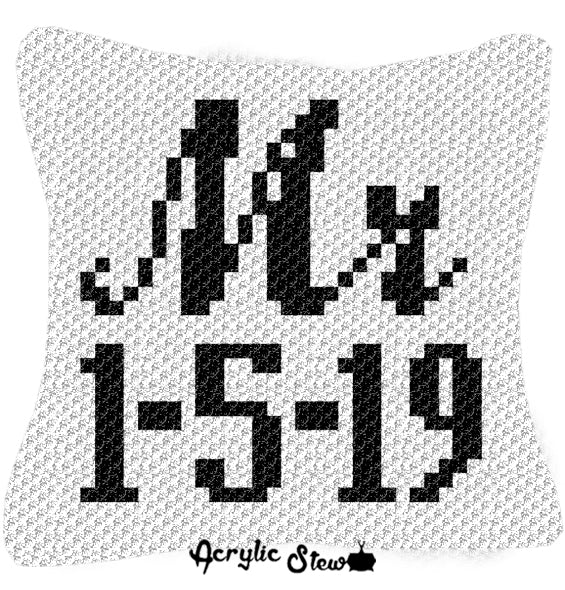 Custom Mr Script Font with Wedding Date crochet graphgan pillow pattern; C2C pillow pattern, crochet pillow case; pdf download; instant download