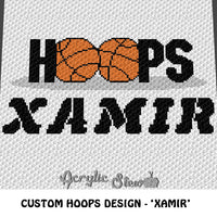 Custom Personalized Hoops Basketball Design Xamir crochet blanket pattern; graphgan pattern, c2c, cross stitch graph; pdf download; instant download
