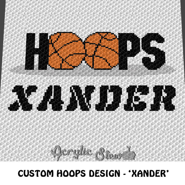 Custom Personalized Hoops Basketball Design Xander crochet blanket pattern; graphgan pattern, c2c, cross stitch graph; pdf download; instant download